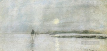  Luna Lienzo - Luz de la luna Flandes paisaje marino impresionista John Henry Twachtman